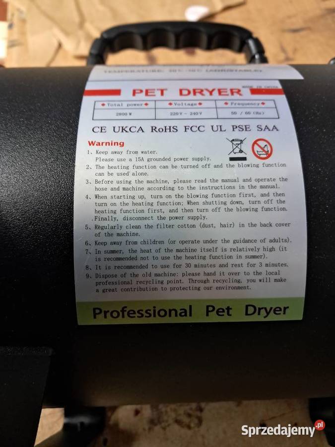 nowa profesjonalna suszarka zwierząt moc 2800W Sandomierz
