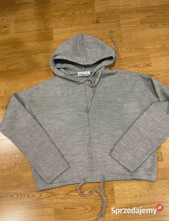 Świetny dzianinowy dres bluza krótka M szary/srebrny Czaniec