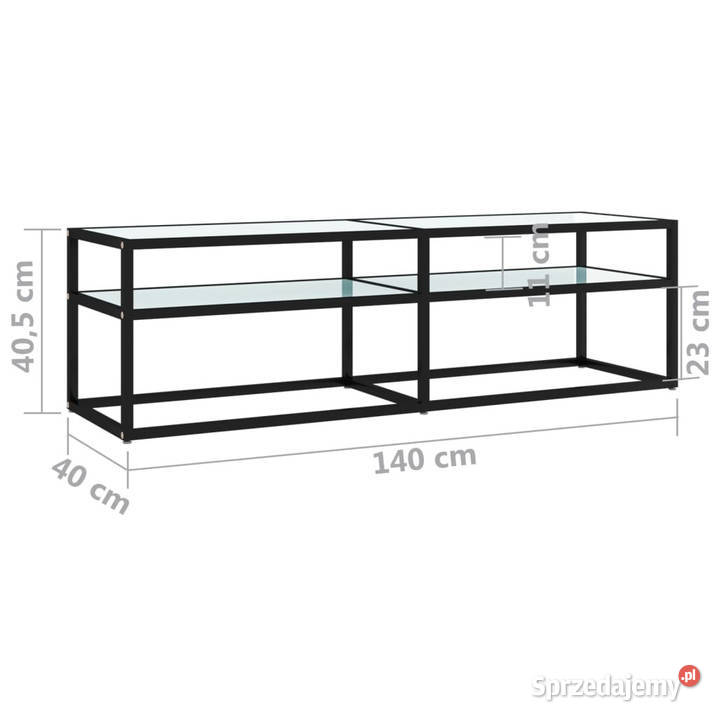 Szafka pod TV biały marmur 140x40x405 szkło