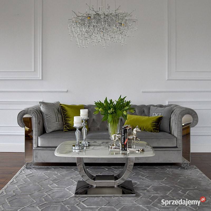 Sofa glamour chesterfield czarna szara na Warszawa