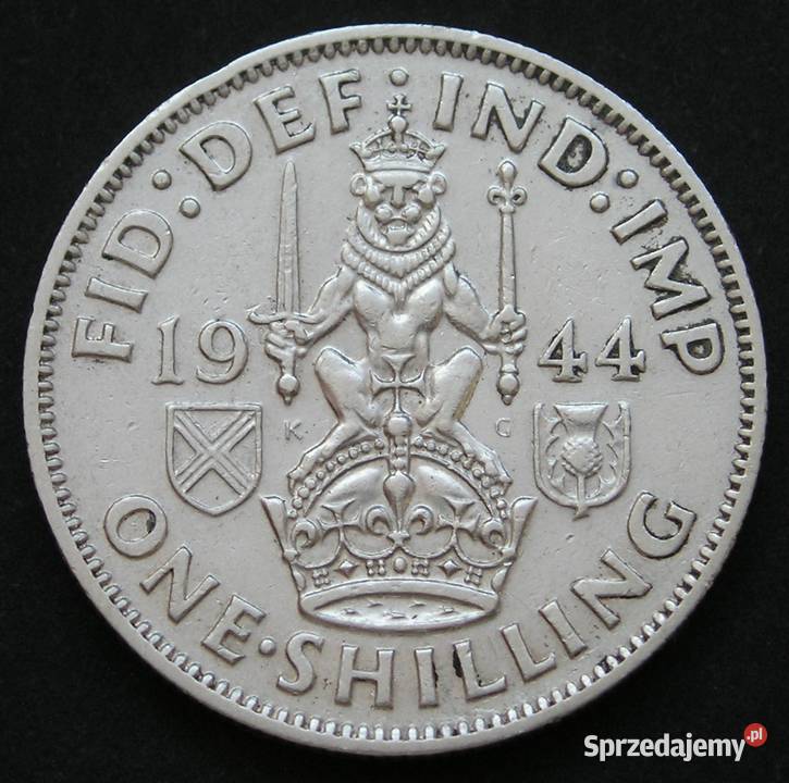 Wielka Brytania 1 shilling 1944 Jerzy VI srebro Łódź