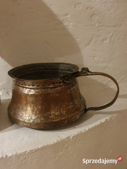 stary DZBANEK miedziany z uchwytem lubelskie Lublin
