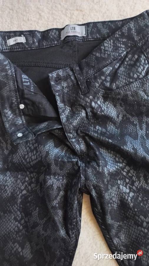 Spodnie slim fit we wzór skóry węża Nowe bez czarny Poznań sprzedam