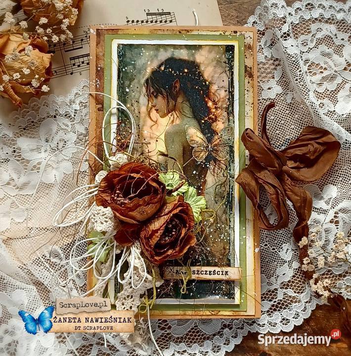 Kartka hand made mini albumik urodziny Mszana Dolna