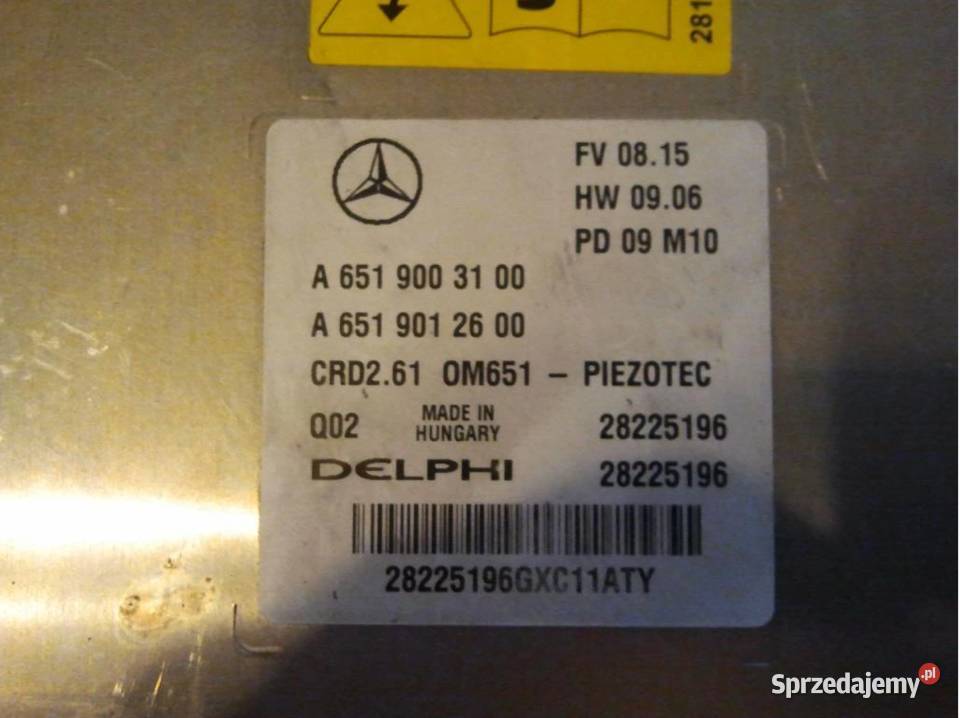 KOMPUTER STEROWNIK MERCEDES A6519003100 EKLAS komputery Części samochodowe Kargowa