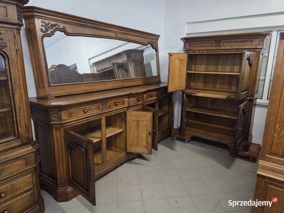 Rzeźbiony zestaw 100 dębowy komoda lustro barek sprzedam