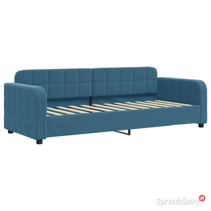 Sofa rozsuwana z szufladami niebieska aksamit 223cm Warszawa