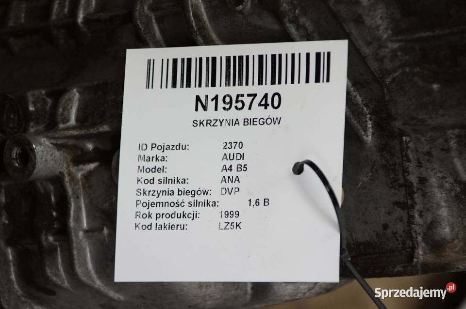 SKRZYNIA BIEGÓW AUDI A4 B5 DVP osobowe kujawsko-pomorskie Lipno