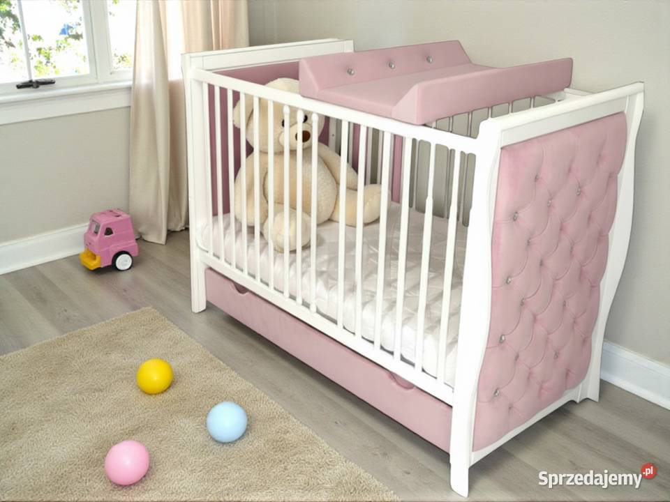Łóżeczko dziecięce RÓŻOWE tapicerowane 120 x 60 Szczecin