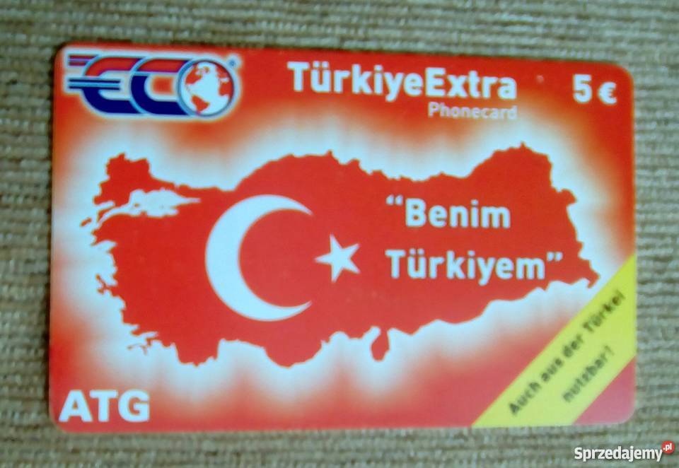 KARTA Z MAPĄ TURCJI GWIAZDĄ I PÓŁ KSIĘŻYCEM