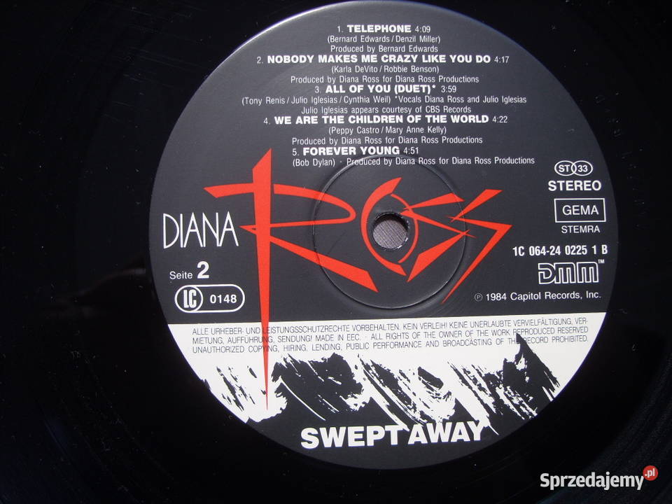 POP LP DIANA ROSSSWEPT AWAY 1984 R Kultura i Rozrywka Wołów
