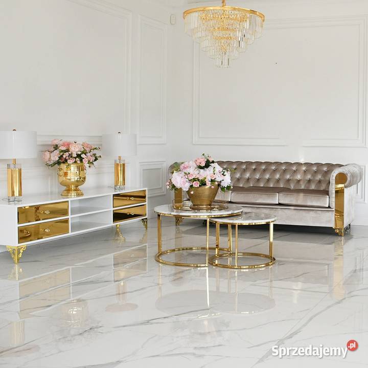 Sofa Glamour AVIATOR Złota Pikowana Ekskluzywna Sofy i kanapy Warszawa
