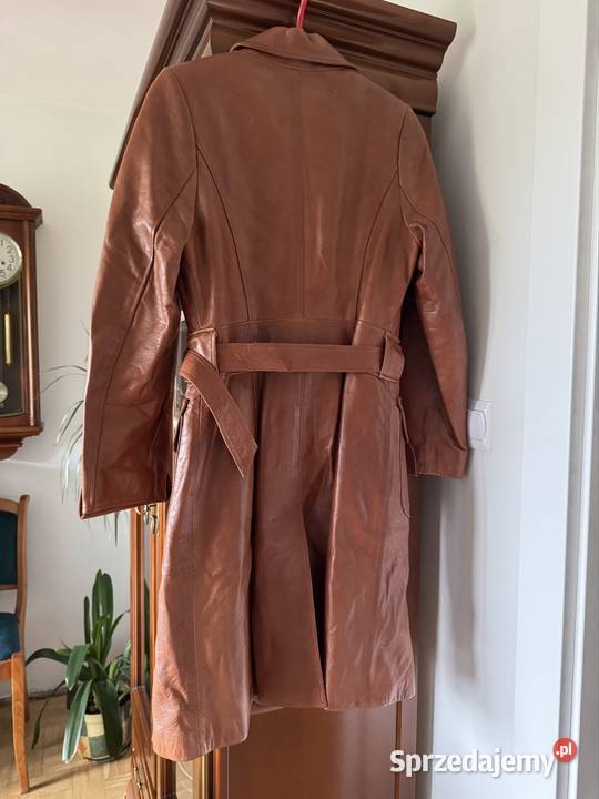 Płaszcz skóra naturalna XS camel brąz vintage z Rozmiar 34(XS) śląskie Częstochowa
