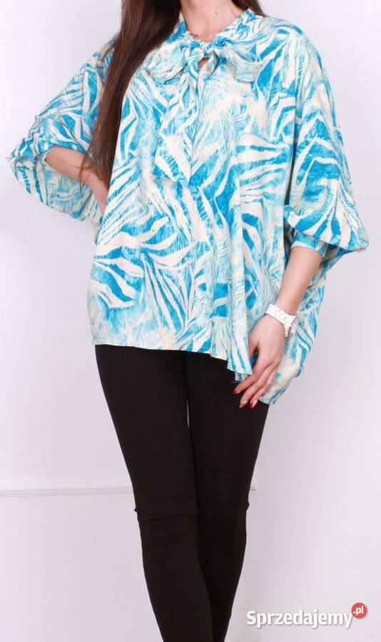 Bluzka z krawatkąkokardą w print liście z Włoch Inny wzór podlaskie Białystok