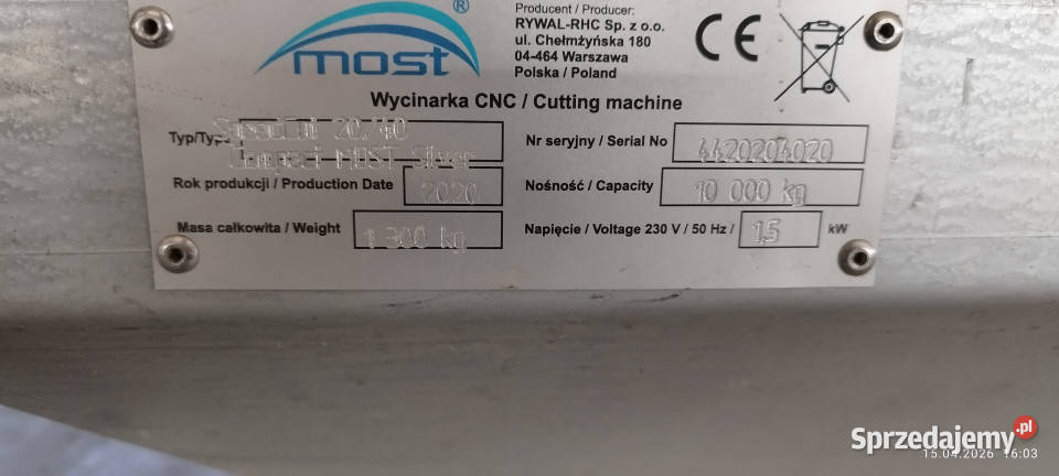 Przecinarka CNC SpeedCut 2040 MOST Compact Biznes i Przemysł Słońsk