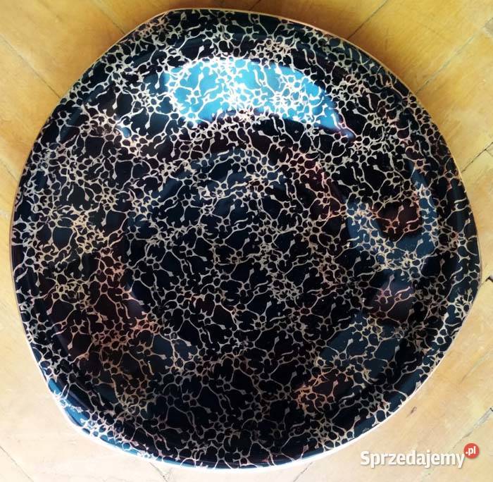 talerze deserowe i duża taca czarnozłote Rzeszów