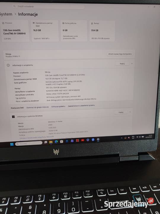 Acer Predator Neo 16 i9 RTX 4070 Łódź