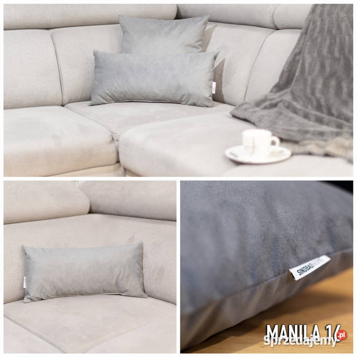 PODUSZKA WELUROWA DEKORACYJNA Z WYPEŁNIENIEM szary Białystok