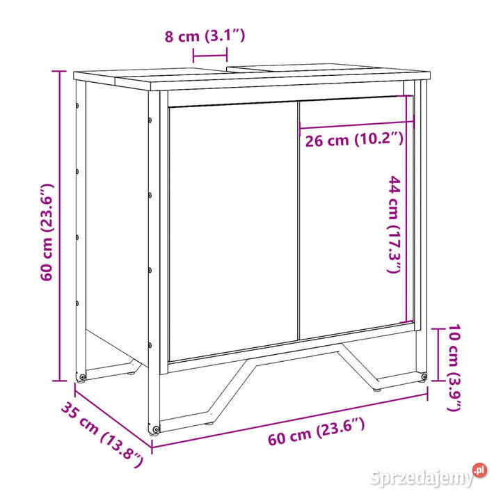 Szafka pod umywalkę szary dąb sonoma 60x35x60 Warszawa