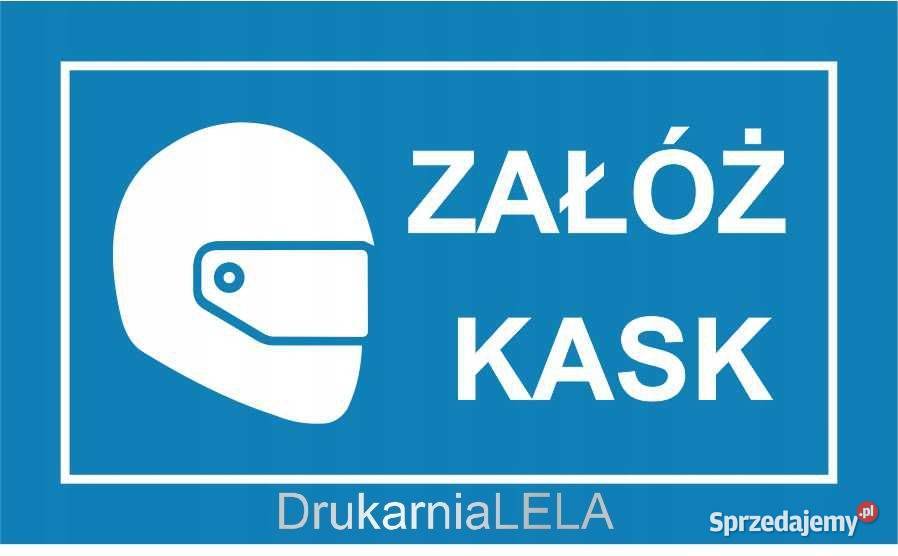 Naklejka BHP załóż kask stosuj ochronę głowy Biznes i Przemysł