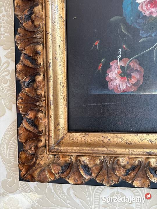 Stary piękny obraz 2w1 drewniana solidna rama Długopole-Zdrój