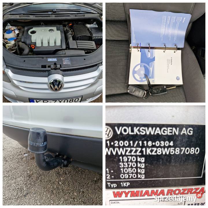 19 TDI 105 100 bezwypadkowy lakier fabryczny 4/5 Golf Plus Kraków sprzedam