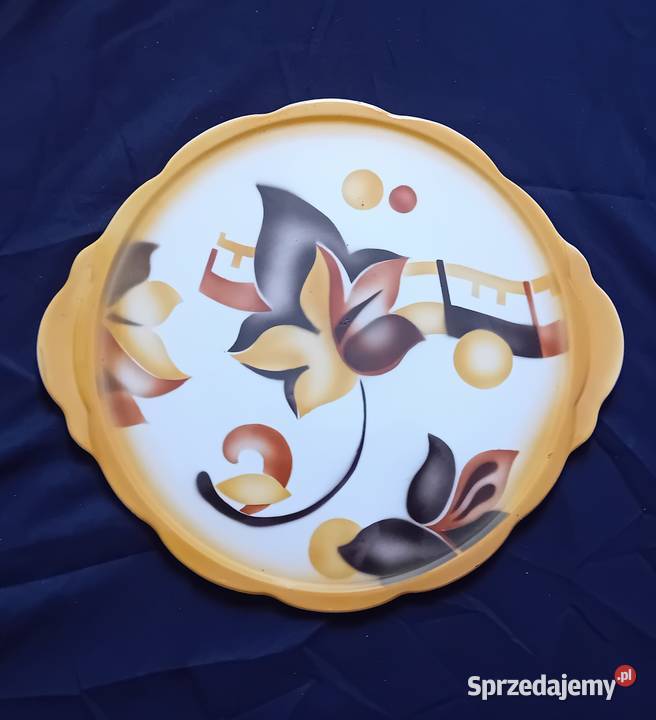 Fajansowa patera tortownica art deco Spritzdekor Koźminek sprzedam