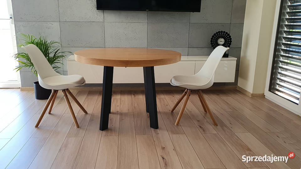 Nowoczesny stół dębowy okrągły rozkładany Loft 4 Krosno