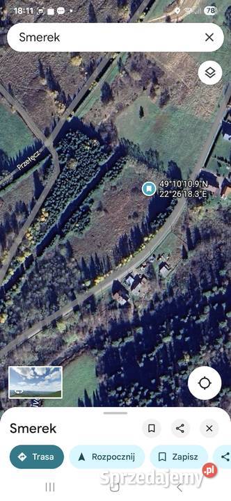 SERCE BIESZCZADOW DZIALKA W SMEREKU 69zł/m2 Smerek