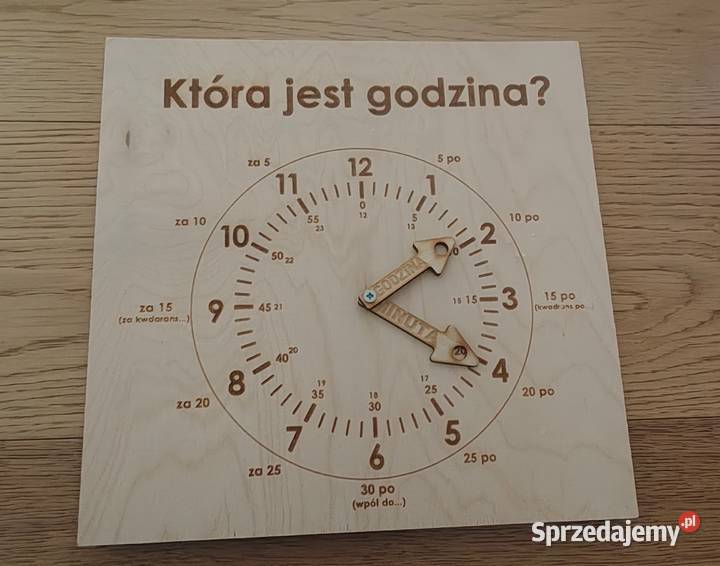 Drewniany zegar do nauki godzin 2 lata+ Edukacyjne Toruń
