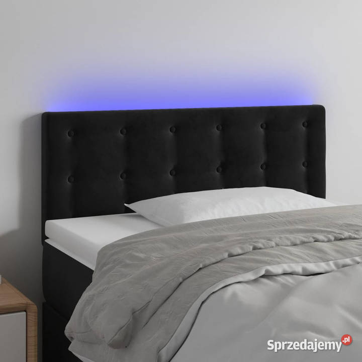 Zagłówek do łóżka z LED czarny 90x5x7888 aksamit Warszawa