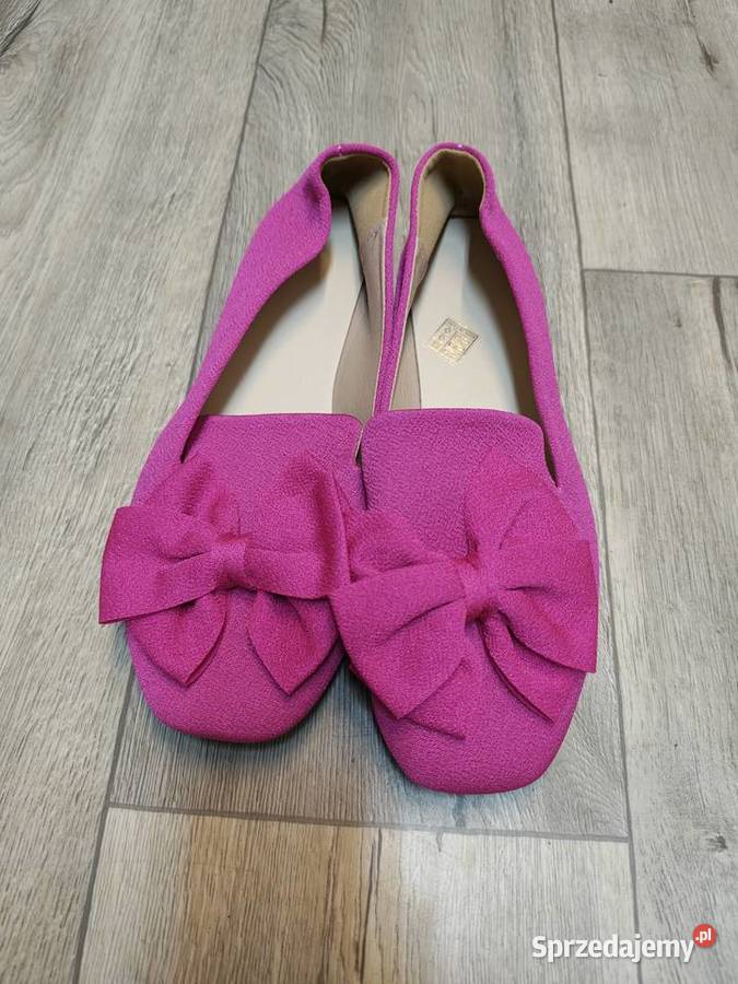 43 Różowe letnie mokasyny baleriny z kokardą Balerinki Kraków sprzedam