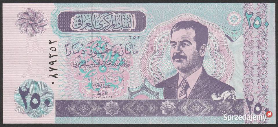 IRAK 250 DINAR 2002 SADDAM HUSAJN STAN BANKOWY łódzkie Łódź