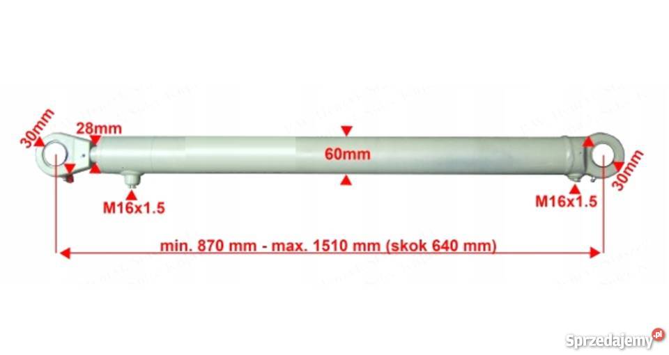 Siłownik Hydrauliczny 50x28 Skok 640 Mocowania Solec Kujawski