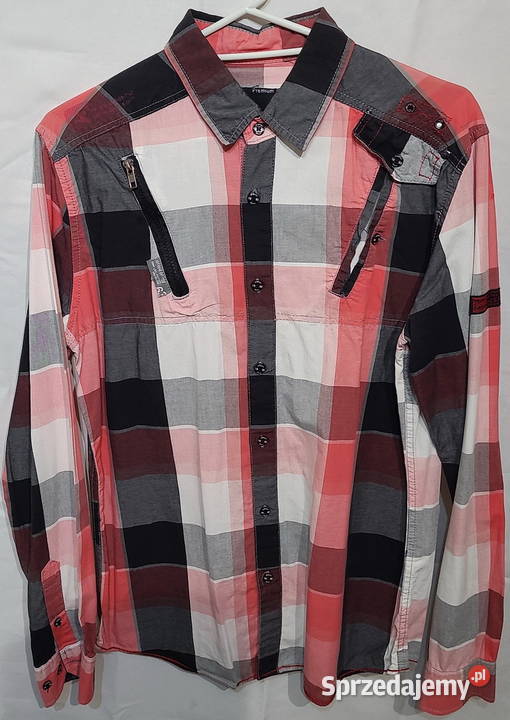 Koszula męska w czerwono czarną kratę bawełna Odzież wyjściowa Radom