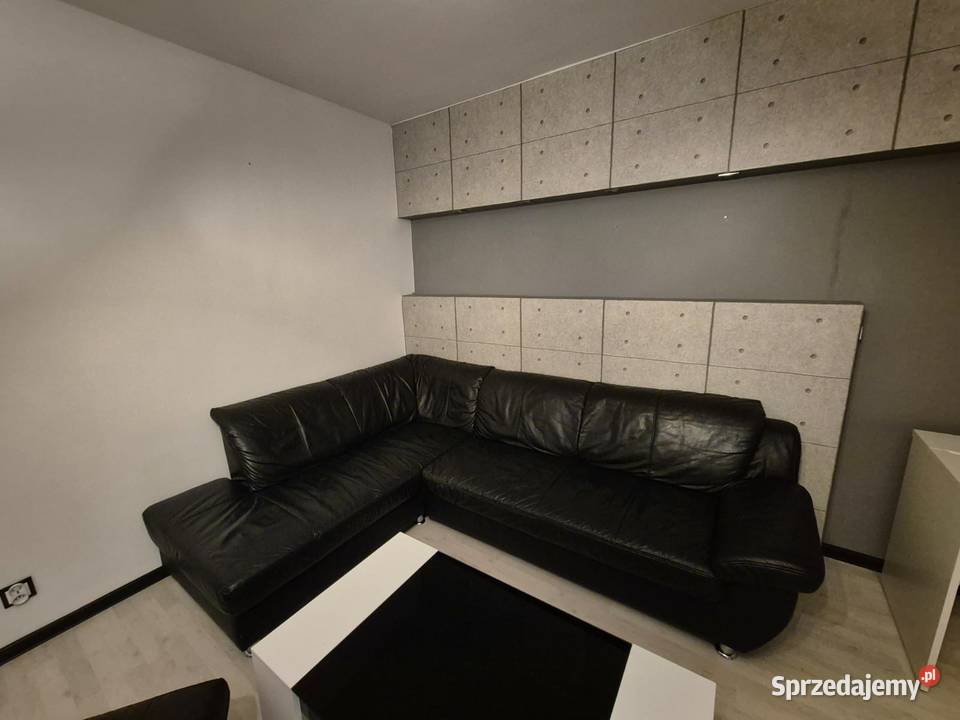 Czarna skórzana sofa z podnóżkiem 250cm Zielona Góra sprzedam