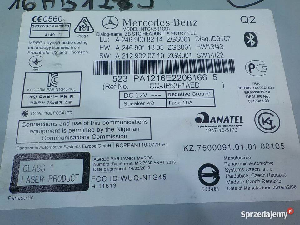 MERCEDES A W176 15r HB 5D radio A2469008214 Suków