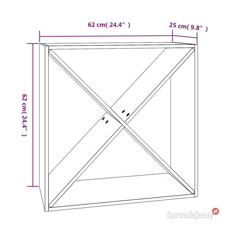 Szafka na wino czarny 62x25x62 lite drewno