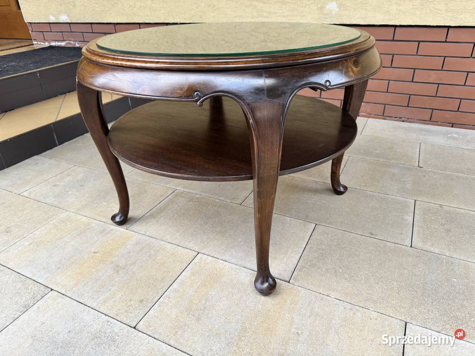 Stolik Ludwik z rafią stylowy kawowy Sulbiny