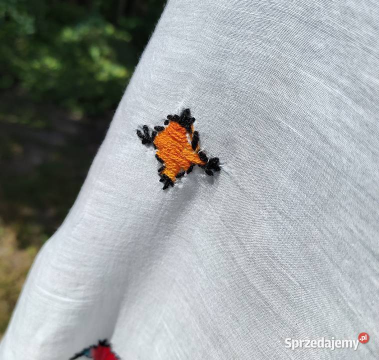 Duża chusta szal dupatta haftowana biała bawełna Szczecin