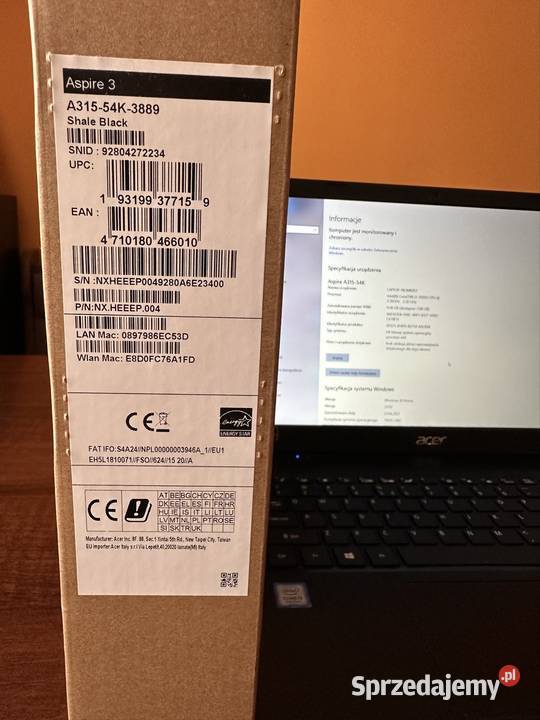 Laptop Acer Aspire 3 INTEL I3 8gb Ram SSD 256GB Kielce sprzedam