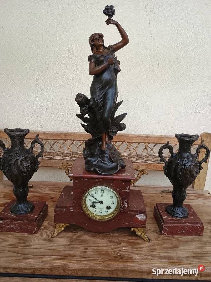 Kominkowy zegar francuski z dwoma dostawkami Rzeszów
