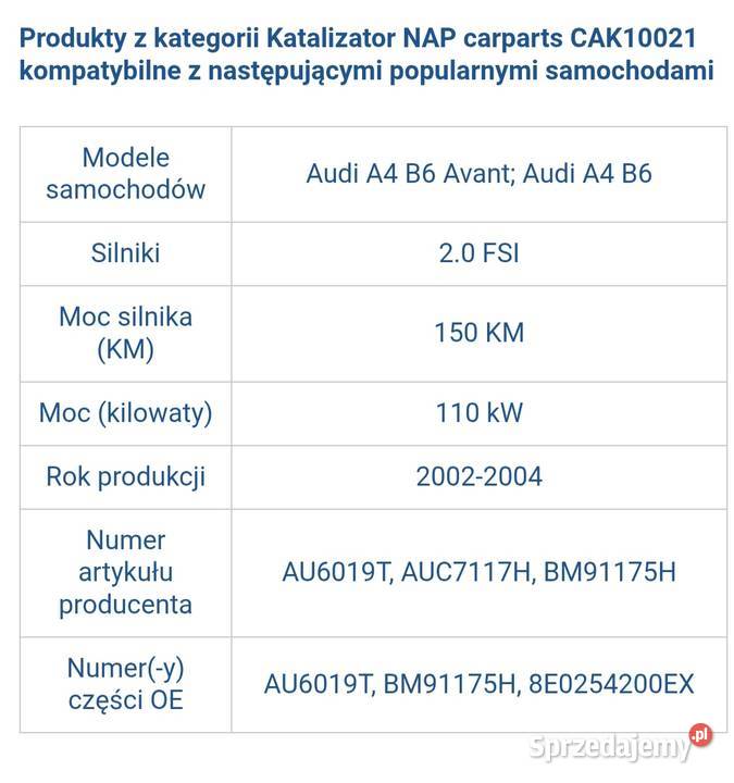 Katalizator Audi a4 b6 20 TFSI nowy nieużywany Lublin