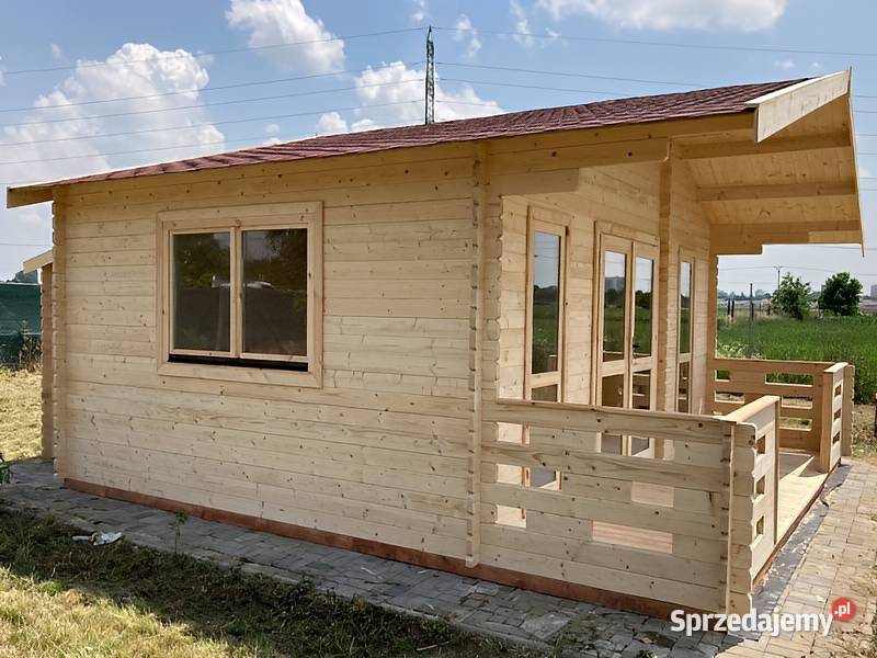 Domek drewniany letniskowy Weekend 6x6 z tarasem Architektura ogrodowa Parzymiechy sprzedam