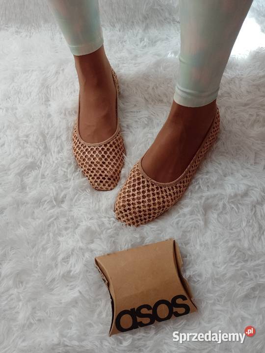 3940 ASOS Design Brązowe baleriny ażurowe z 25.5cm Kraków