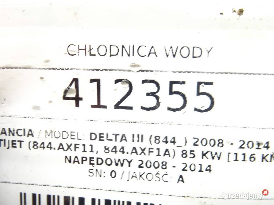 CHŁODNICA WODY LANCIA DELTA III 16 116 0814
