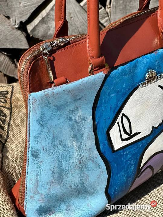 Duża torba ręcznie malowana stan idealny 100 pomarańczowy Warszawa