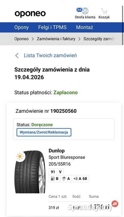 Opony koła felgi letnie Dunlop 20555R16 Majdan Królewski sprzedam