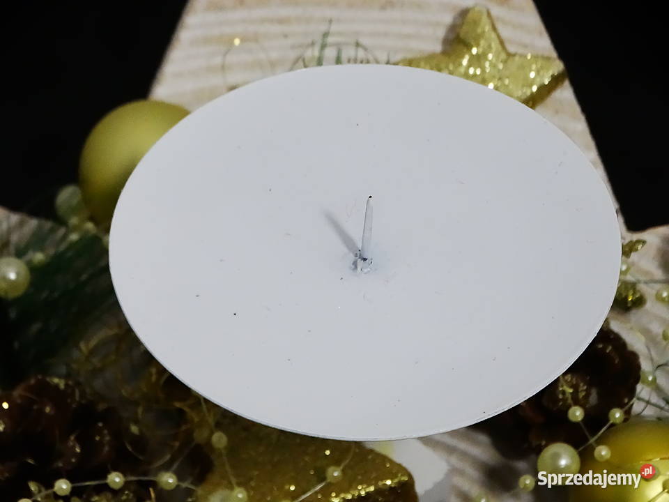 Świecznik świąteczny gwiazda z dekoracją zimową Boże Narodzenie lubelskie Biłgoraj