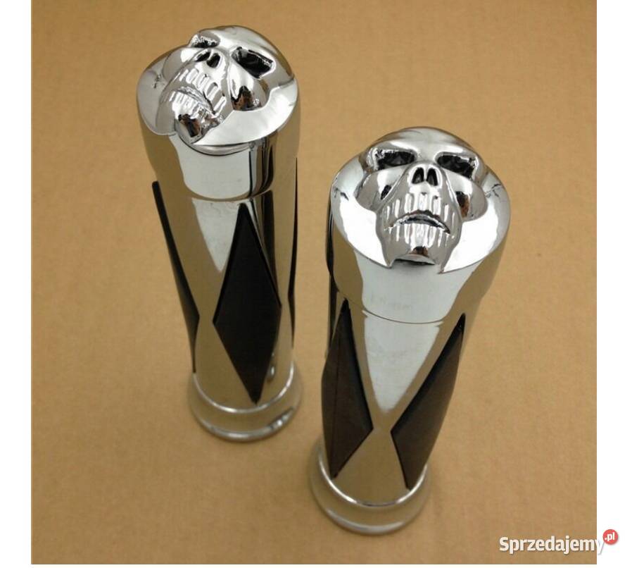 MANETKI CHROMOWANE CZASZKA CRUISER CHOPPER 25 mm